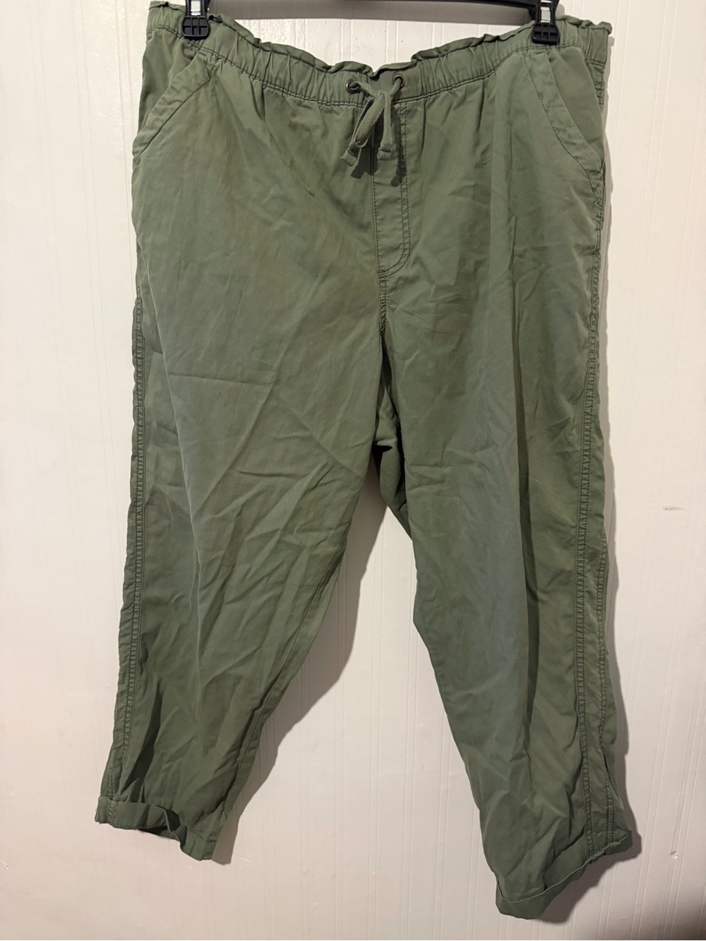 Women Sonoma Olive Green Drawstring Casual capris Pants XL